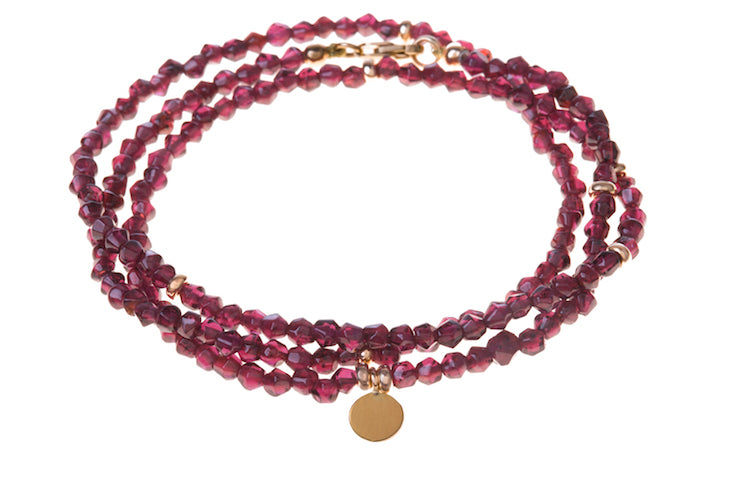 Pink Sky Wrap Red Garnet Bracelet/ Necklace