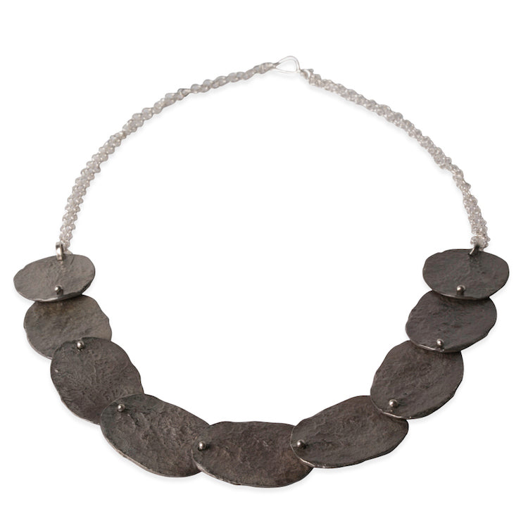 Sterling silver, oxidized, leaf necklace